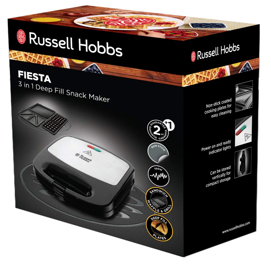 Russell Hobbs 3-in-1 Multifunktionsgerät Fiesta – Sandwichmaker, Waffeleisen & Kontaktgrill